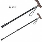 BLACK_Pioneer Aluminum Quick Lock Stick Ultralight Anti-Slip Walking Stick Cane For Elderly 1 Piece