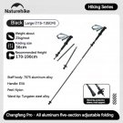 Black-Large 1pcs_Naturehike Trekking Poles Carbon Fiber Collapsible Telescopic Sticks 5-Section Ligh