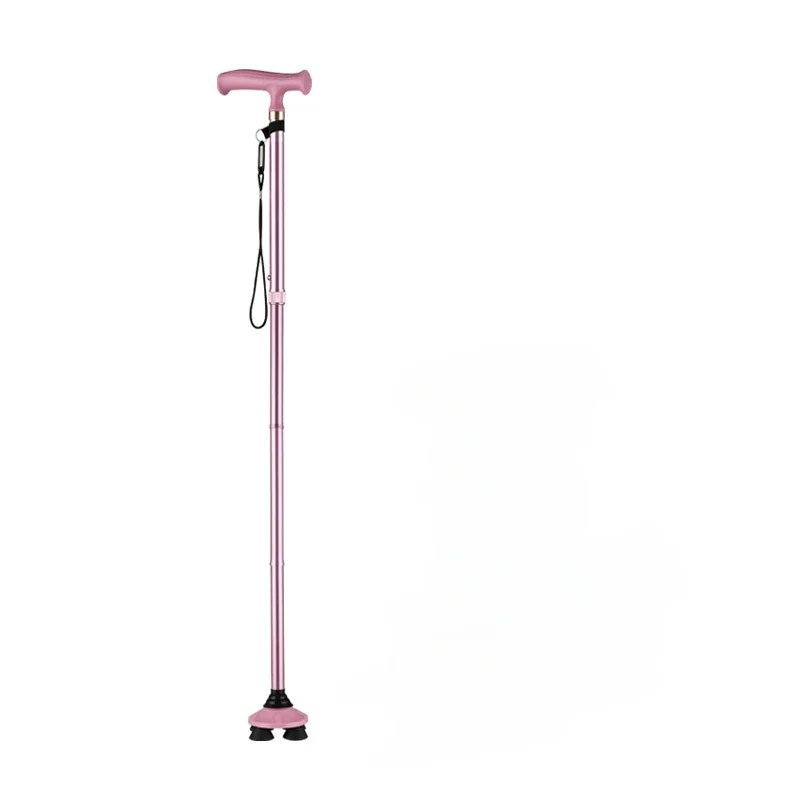 Pink_Multifunction Trekking Poles T-handle Walking Sticks for Old Man Women Ultralight Trekking Pole