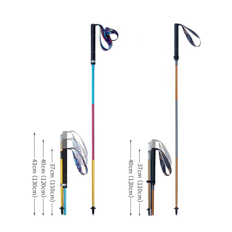 2pcs 120cm Rainbow_AONIJIE Newest SD09 SD16 Folding Walking Sticks Carbon Fiber Ultralight Quick Loc