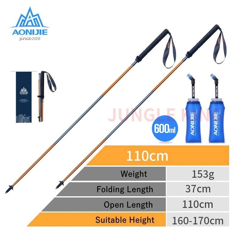 light green_AONIJIE Newest SD09 SD16 Folding Walking Sticks Carbon Fiber Ultralight Quick Lock Trekk