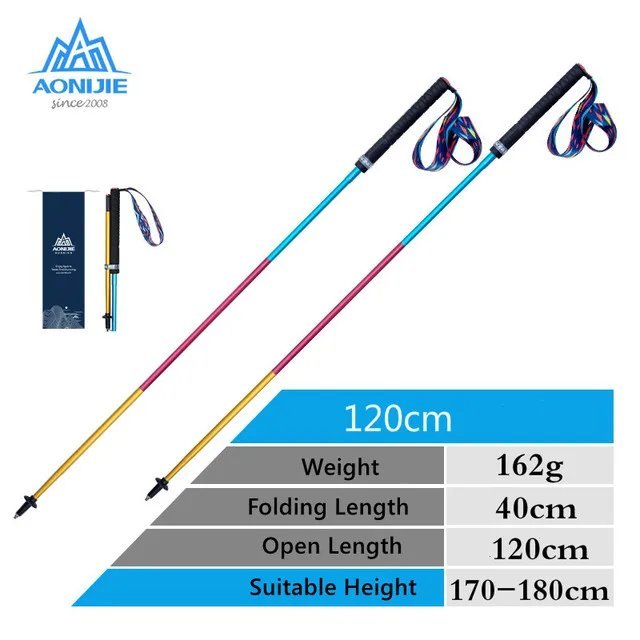 2pcs 120cm Rainbow_AONIJIE E4201 E4204 Hiking Poles Carbon Fiber Aluminum Trekking Pole Lightweight 