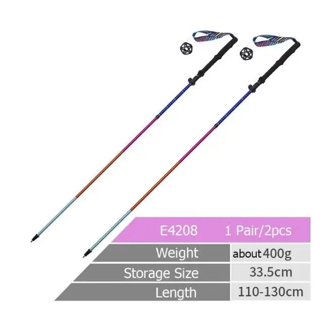 E4208 rainbow_AONIJIE E4201 E4204 Hiking Poles Carbon Fiber Aluminum Trekking Pole Lightweight Foldi