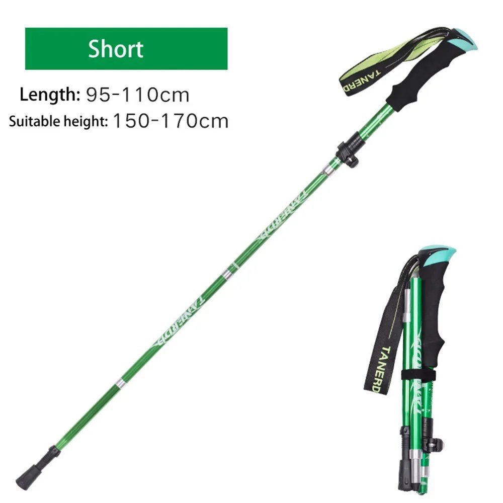 1_Anti Shock Walking Stick Hiking Trekking Trail Ultralight 4-section Adjustable Canes Aluminum Allo
