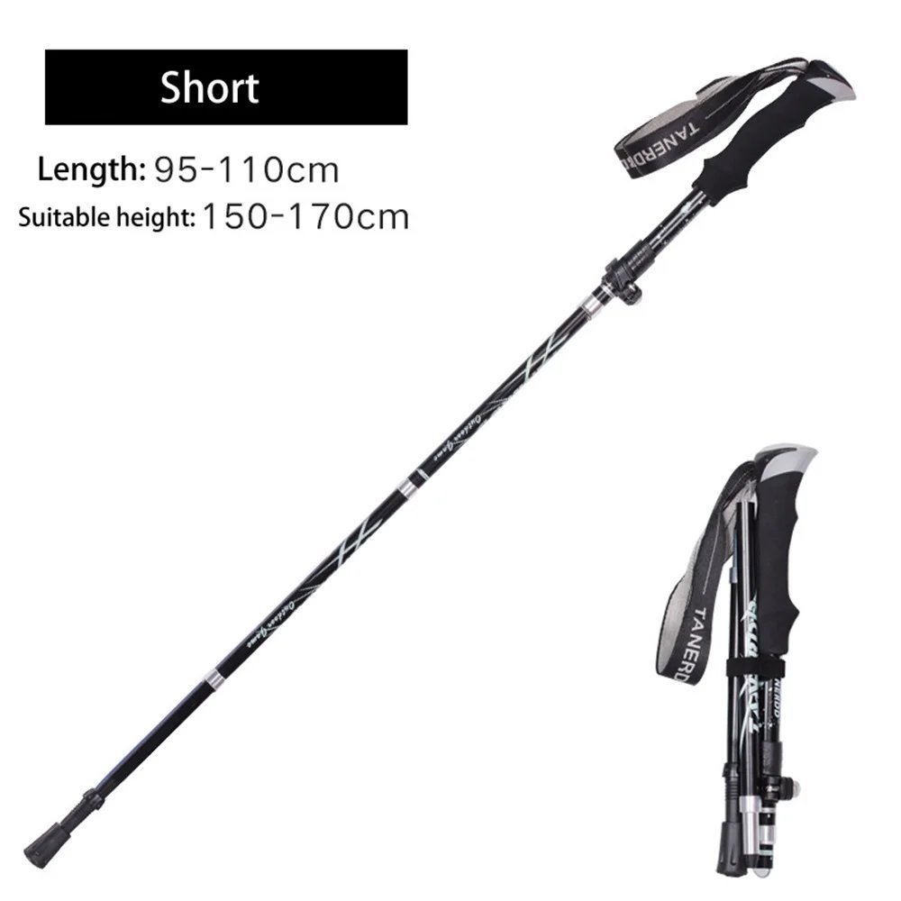 4_Anti Shock Walking Stick Hiking Trekking Trail Ultralight 4-section Adjustable Canes Aluminum Allo