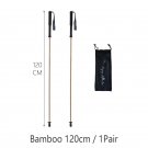 120cm 1Pair_Bamboo Trekking Poles Carbon Fiber Hiking Sticks Portable 5-Section Foldable Outdoor Wal
