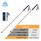 2Pcs 110cm glodgray_2Pcs/Pair AONIJIE Folding Walking Sticks Carbon Fiber Ultralight Quick Lock Trek