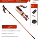 5-Section Orange_Trekking Stick 5-Section Telescopic Folding Trekking Poles Outdoor Camping Ultralig