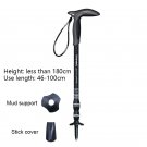 black_1pc Carbon Fiber Walking Stick 49-100cm Short Telescopic Inner Lock T-handle Mountain-climbing