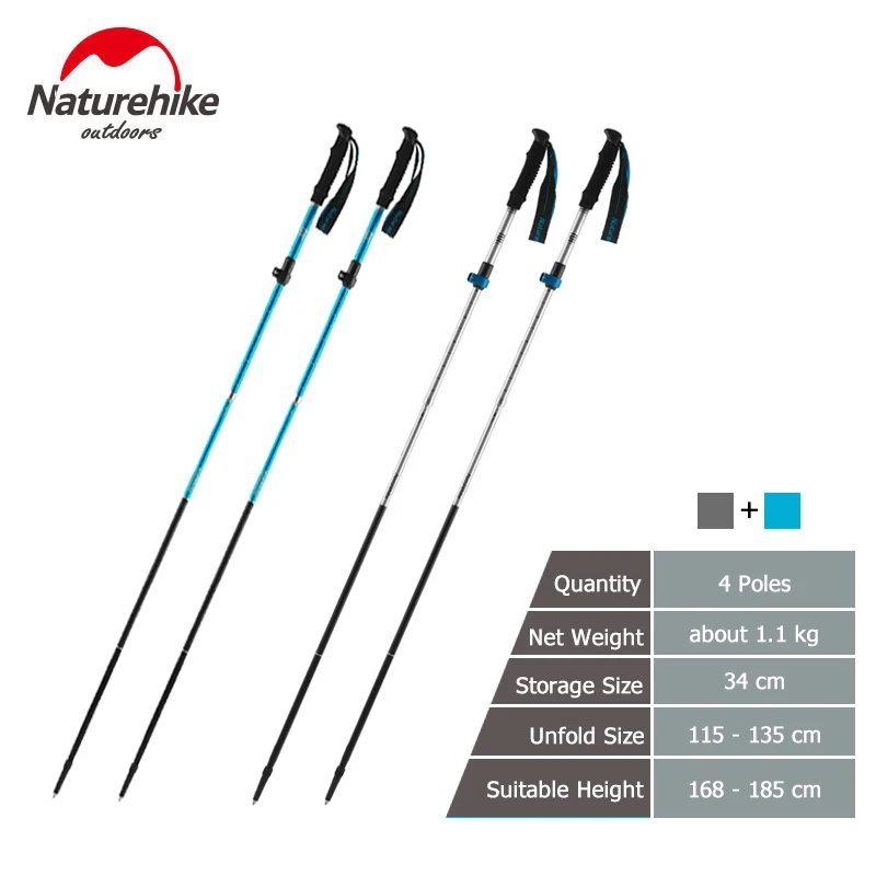 Dark Grey_Naturehike Trekking Pole ST09 Ultralight Folding Hiking Stick Hiking Pole Collapsible Hiki