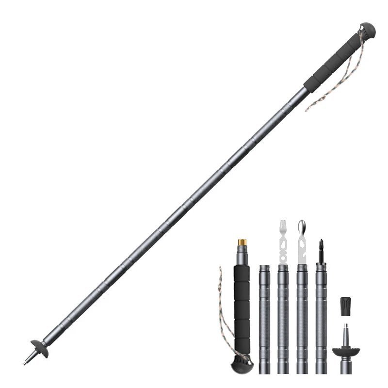 106CM 480G_Multifunctional compass trekking pole walking stick folding ultra-light outdoor adventure
