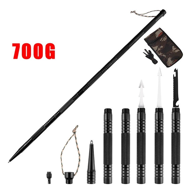 110CM 700g_Multifunctional compass trekking pole walking stick folding ultra-light outdoor adventure