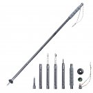 Light Grey_Multifunctional compass trekking pole walking stick folding ultra-light outdoor adventure