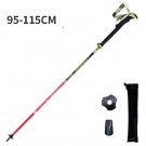 Red  black S_Pioneer Folding Ultralight Quick Lock Trekking Poles Hiking Pole Race Running Outdoor W