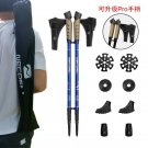 Blue_Hiking Walking Sticks Anti Shock Trekking Poles Nordic Walking Cane Aluminum Telescopic Camping