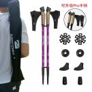 Purple_Hiking Walking Sticks Anti Shock Trekking Poles Nordic Walking Cane Aluminum Telescopic Campi