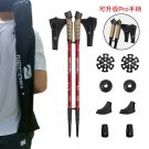 Red_Hiking Walking Sticks Anti Shock Trekking Poles Nordic Walking Cane Aluminum Telescopic Camping 