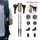 Silver_Hiking Walking Sticks Anti Shock Trekking Poles Nordic Walking Cane Aluminum Telescopic Campi