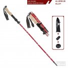 Red_Carbon Fiber 5 Section Ultralight Trekking Poles Walking Stick Trail Running Hiking Alpenstock F