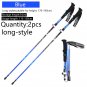 Blue long 2pcs_2pcs Walking Stick Folding 5 sections Trekking Poles Carbon fiber+aluminum alloy Crut
