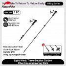 135cm-Black_Naturehike Ultralight Walking Stick Hiking Stick 3k Carbon Fiber Telescopic 3-Section Tr