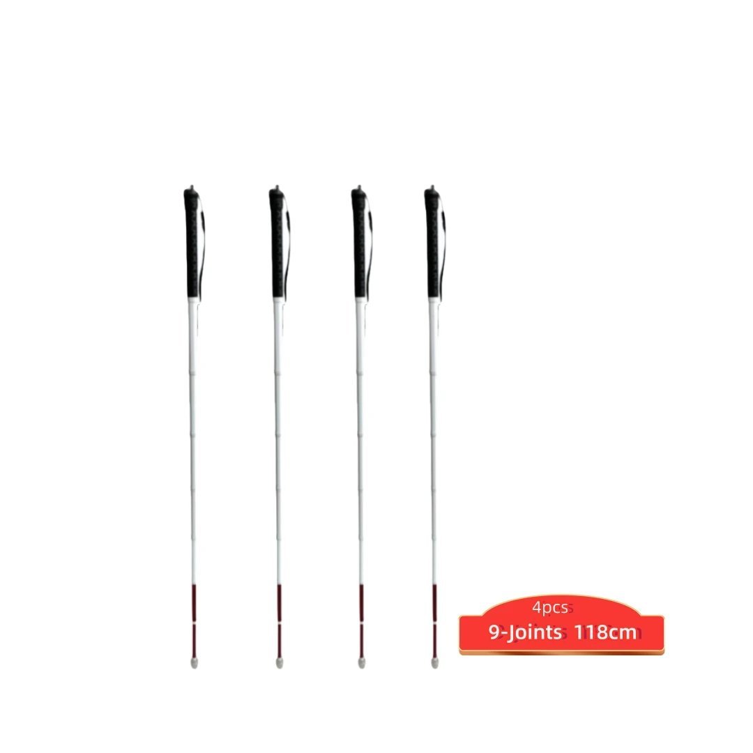 4pcs 9-joints 118cm_White Cane Titanium Retractable Crutch for the Blind Person Telescopic Trekking 