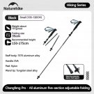 Black-Small 1pcs_Naturehike 5-Section Trekking Pole Carbon Fiber Aluminum Alloy Folding Teleskopic U