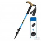 Blue_120cm Carbon Fiber Walking Stick Cane Telescopic 3-section Outer Lock Folding Lightweight Trekk