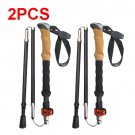 2PCS_Super Light Carbon Fiber Trekking Poles Foldable 4-Sections Hiking Sticks Climbing Poles Collap