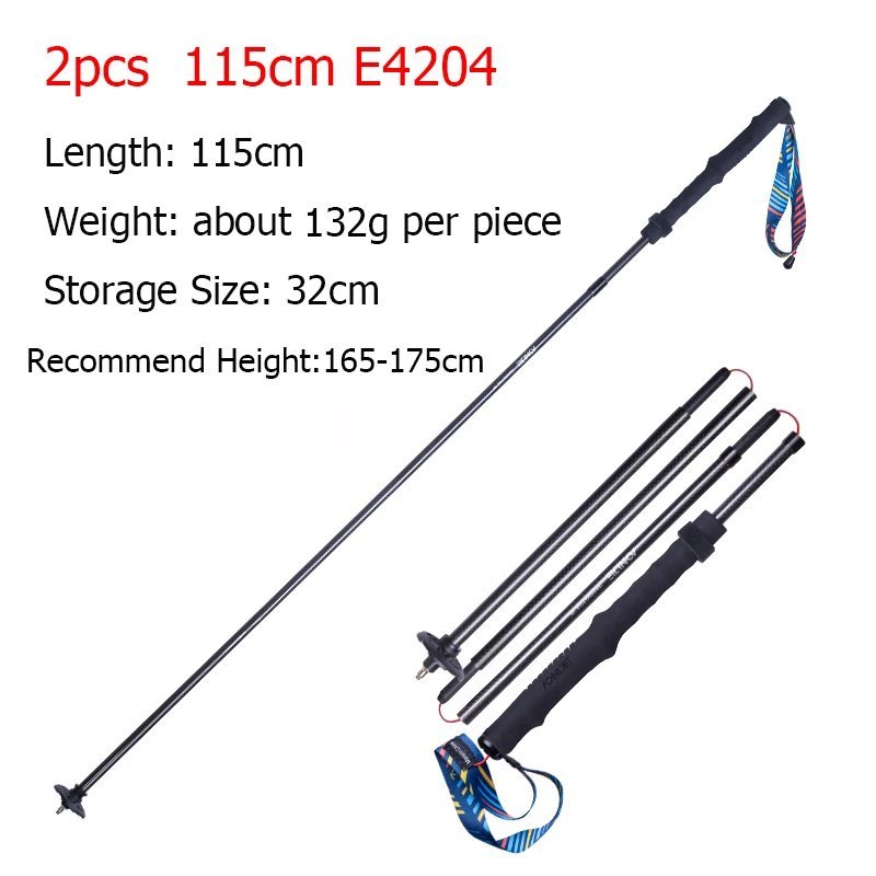2pcs E4204 115cm_2pcs AONIJIE New Folding Outdoor Quick Lock Hiking Pole Walking Stick 105cm 115cm T