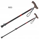 RED_Pioneer 1 Pcs Aluminum Walking Sticks Ultralight T Handle Trekking Pole Quick Locking Anti-Slip 