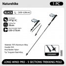 1PC Black-103-120cm_Naturehike Carbon Fiber Trekking Poles 5 Sections Portable Folding Climbing Stic