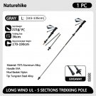 1PC Gray-115-135cm_Naturehike Carbon Fiber Trekking Poles 5 Sections Portable Folding Climbing Stick