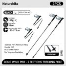 2PCS Black-103-120cm_Naturehike Carbon Fiber Trekking Poles 5 Sections Portable Folding Climbing Sti