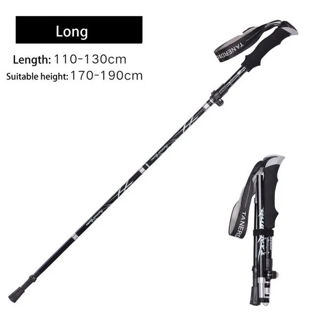 Black long 1PCS_Ultralight Folding Multifunction Trekking Pole Portable Anti Shock Alpenstock Snow W