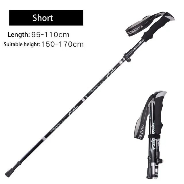 Black short 1PCS_Ultralight Folding Multifunction Trekking Pole Portable Anti Shock Alpenstock Snow 