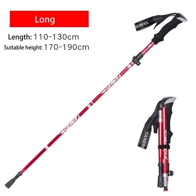 Red long 1PCS_Ultralight Folding Multifunction Trekking Pole Portable Anti Shock Alpenstock Snow Wal