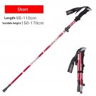 Red short 1PCS_Ultralight Folding Multifunction Trekking Pole Portable Anti Shock Alpenstock Snow Wa