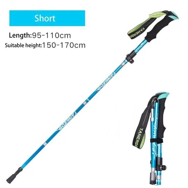 Skyblue short 1PCS_Ultralight Folding Multifunction Trekking Pole Portable Anti Shock Alpenstock Sno
