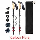 carbon fibre_2pcs Walking Stick Trekking Poles Telescopic Baton Nordic Aluminum Carbon Ski Camp Hiki