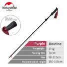 Purple 98cm-115cm_Naturehike Outdoor Carbon Fiber Alpenstock 175G Ultralight Foldable 5-sections Tre