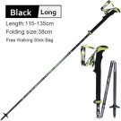 2Pcs Black Long_2 Pack Pioneer Carbon Fiber Trekking Poles Ultralight Folding Collapsible Trail Runn