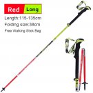 2Pcs Red Long_2 Pack Pioneer Carbon Fiber Trekking Poles Ultralight Folding Collapsible Trail Runnin