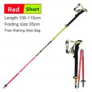 2Pcs Red Short_2 Pack Pioneer Carbon Fiber Trekking Poles Ultralight Folding Collapsible Trail Runni