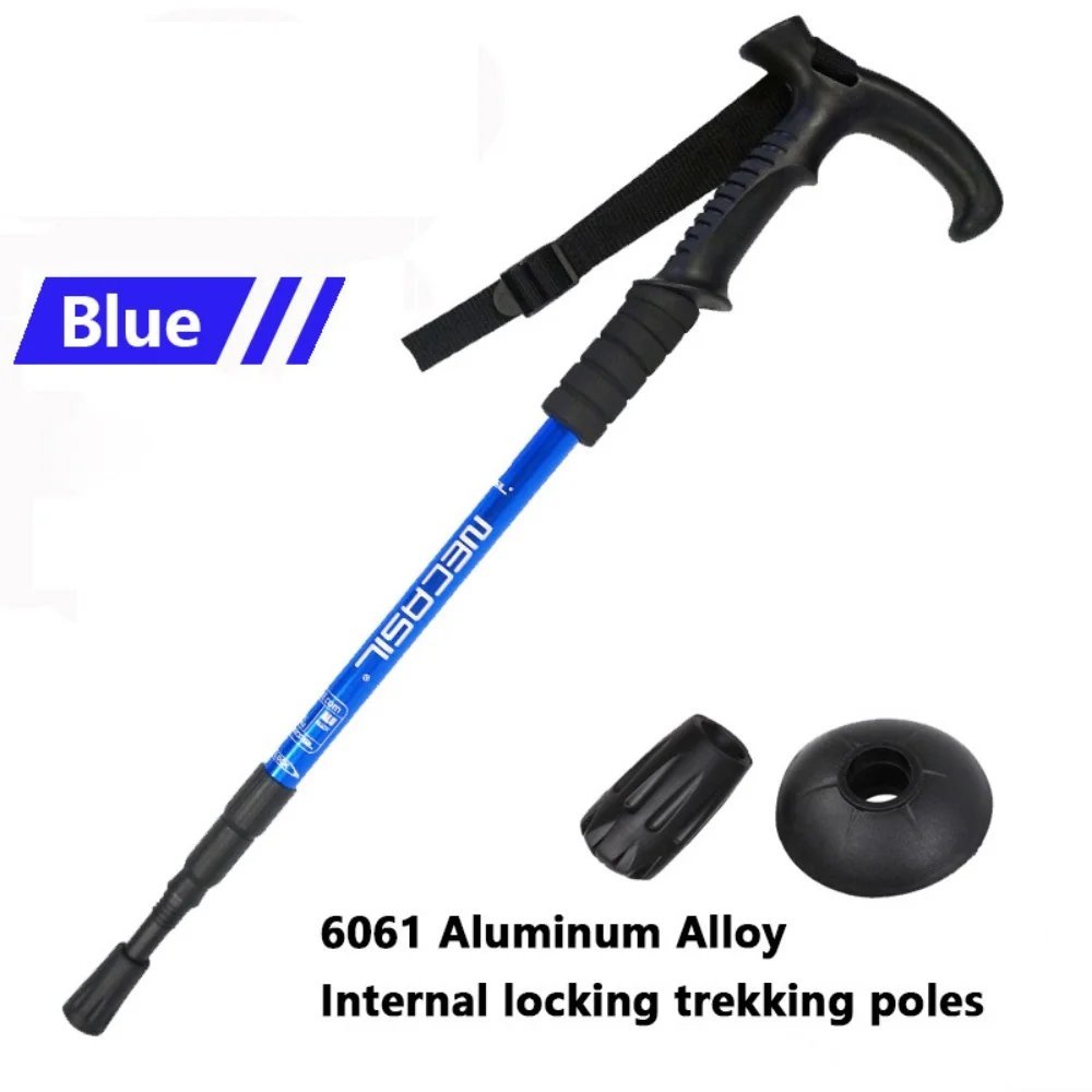 NCS-10 1x Blue_NCS-10 Telescopic Trekking Poles T-handle Ultralight Adjustable Nordic Walking Sticks