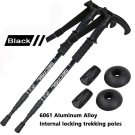 NCS-10 2x Black_NCS-10 Telescopic Trekking Poles T-handle Ultralight Adjustable Nordic Walking Stick