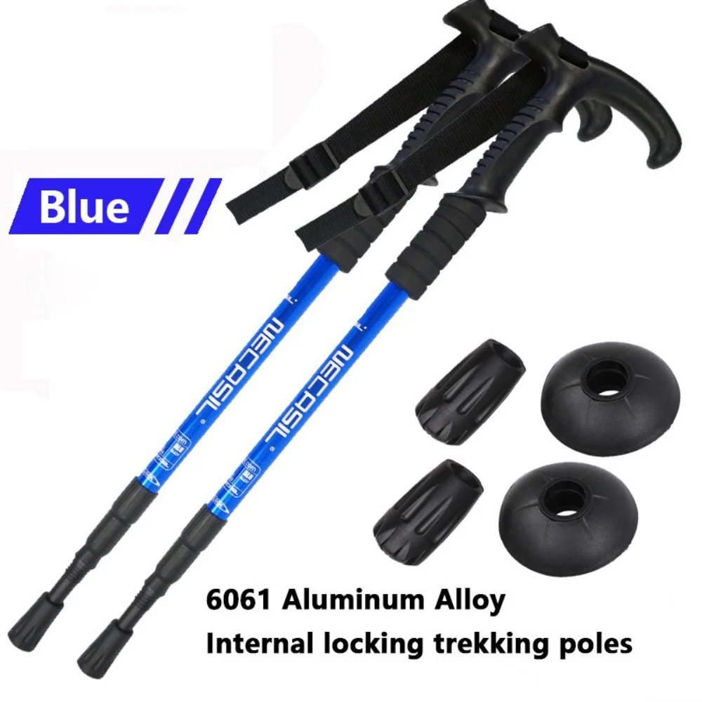 NCS-10 2x Blue_NCS-10 Telescopic Trekking Poles T-handle Ultralight Adjustable Nordic Walking Sticks