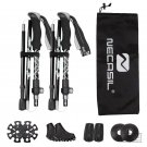 Black_2pcs Trekking Poles Folding Hiking Stick Collapsible Hiking Poles Trekking Stick Walking Poles