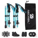 Blue_2pcs Trekking Poles Folding Hiking Stick Collapsible Hiking Poles Trekking Stick Walking Poles 