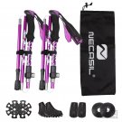Purple_2pcs Trekking Poles Folding Hiking Stick Collapsible Hiking Poles Trekking Stick Walking Pole